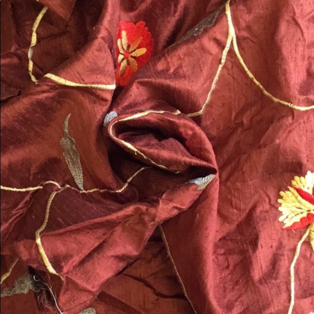 Fabric by the yard Embroidered Organza 5 yards Brown Rose